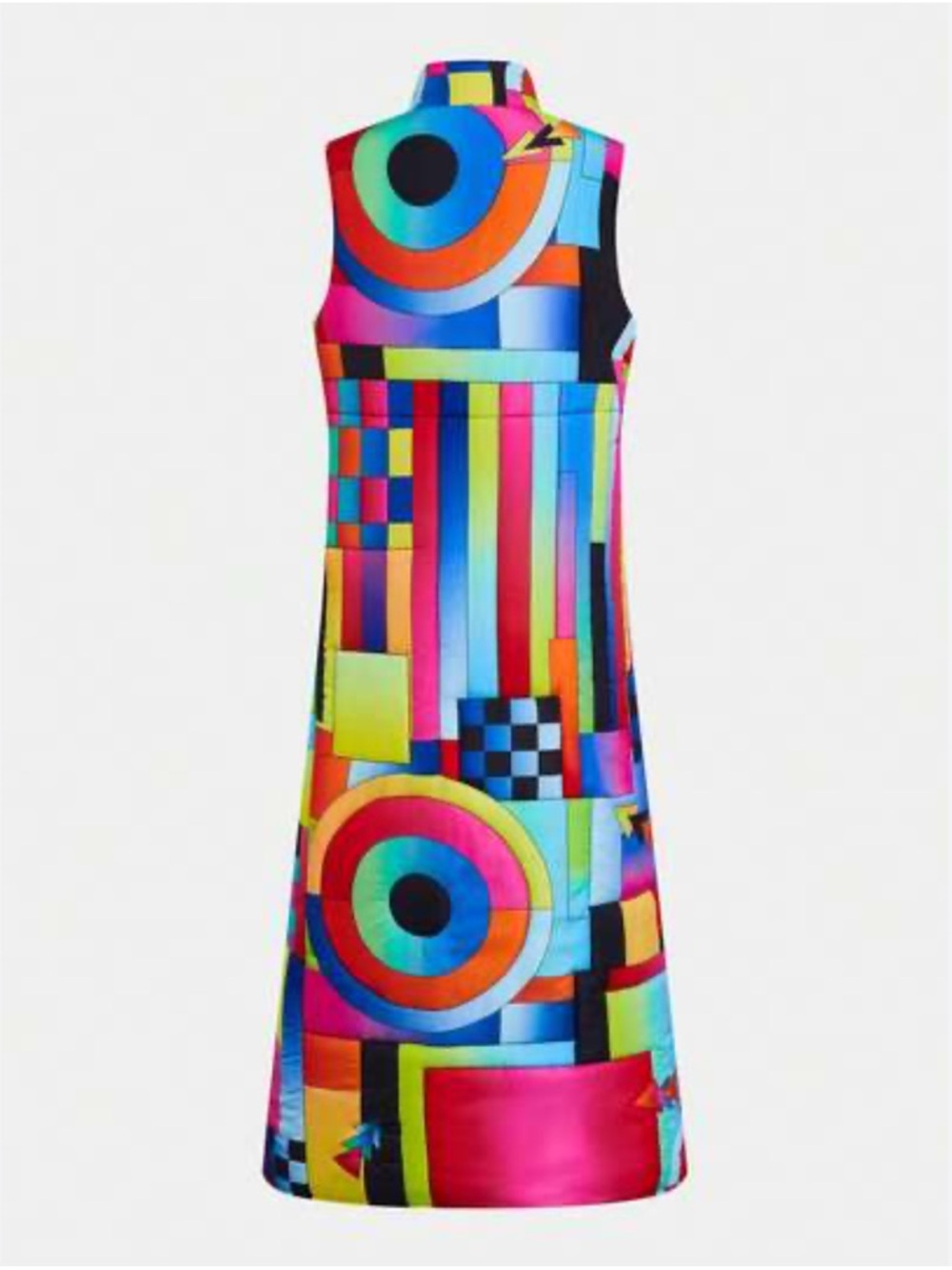Groovy Colorful Geometric Maxi puffer vest Dress new - Picture 2 of 8